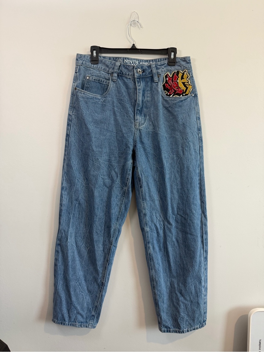 Ninth Ambush Relaxed Fit Men's Denim Jeans With Dragon Embroidered Pockets View 2